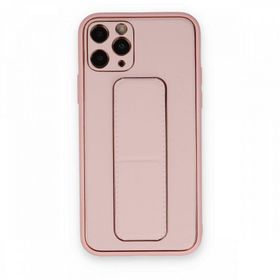 BSSM iPhone 11 Pro Coco Deri Standlı Kapak Pembe Kılıf
