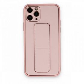 BSSM iPhone 11 Pro Coco Deri Standlı Kapak Pembe Kılıf