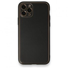 BSSM iPhone 11 Pro Max Coco Deri Silikon Kapak Siyah Kılıf