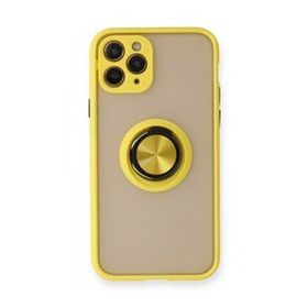 BSSM iPhone 11 Pro Max Montreal Yüzüklü Silikon Kapak Sarı Kılıf