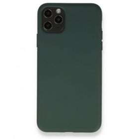BSSM iPhone 11 Pro Max Nano İçi Kadife Silikon Koyu Yeşil Kılıf