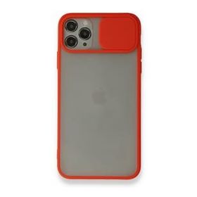 BSSM iPhone 11 Pro Max Palm Buzlu Kamera Sürgülü Silikon Kırmızı Kılıf