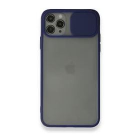BSSM iPhone 11 Pro Max Palm Buzlu Kamera Sürgülü Silikon Lacivert Kılıf