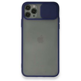 BSSM iPhone 11 Pro Max Palm Buzlu Kamera Sürgülü Silikon Lacivert Kılıf