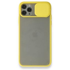 BSSM iPhone 11 Pro Max Palm Buzlu Kamera Sürgülü Silikon Sarı Kılıf