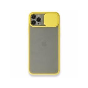BSSM iPhone 11 Pro Max Palm Buzlu Kamera Sürgülü Silikon Sarı Kılıf