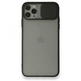 BSSM iPhone 11 Pro Max Palm Buzlu Kamera Sürgülü Silikon Siyah Kılıf