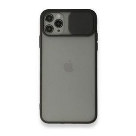 BSSM iPhone 11 Pro Max Palm Buzlu Kamera Sürgülü Silikon Siyah Kılıf