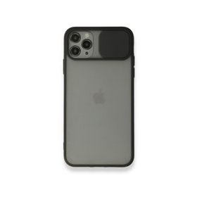 BSSM iPhone 11 Pro Max Palm Buzlu Kamera Sürgülü Silikon Siyah Kılıf