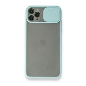BSSM iPhone 11 Pro Max Palm Buzlu Kamera Sürgülü Silikon Turkuaz Kılıf