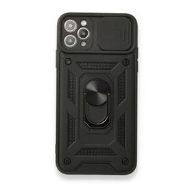 BSSM iPhone 11 Pro Max Pars Lens Yüzüklü Silikon Siyah Kılıf