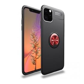 BSSM iPhone 11 Pro Max Range Yüzüklü Silikon Siyah Kırmızı Kılıf