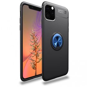 BSSM iPhone 11 Pro Max Range Yüzüklü Silikon Siyah Mavi Kılıf