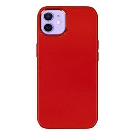 BSSM iPhone 12 Asya Deri Silikon Kırmızı Kılıf