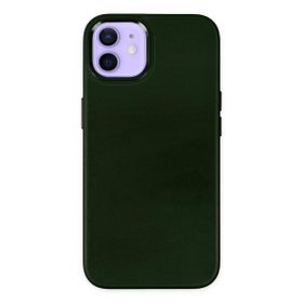 BSSM iPhone 12 Asya Deri Silikon Koyu Yeşil Kılıf