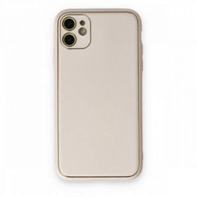BSSM iPhone 12 Coco Deri Silikon Kapak Beyaz Kılıf