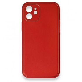 BSSM iPhone 12 Coco Deri Silikon Kapak Kırmızı Kılıf
