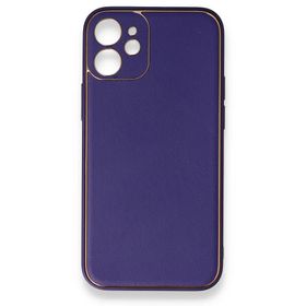 BSSM iPhone 12 Coco Deri Silikon Kapak Mor Kılıf