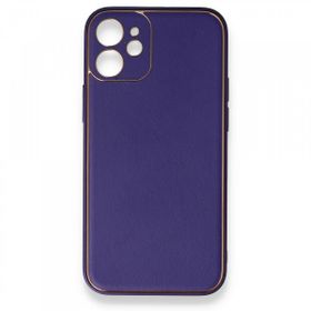 BSSM iPhone 12 Coco Deri Silikon Kapak Mor Kılıf