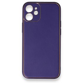 BSSM iPhone 12 Coco Deri Silikon Kapak Mor Kılıf