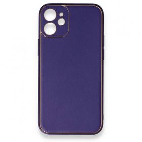 BSSM iPhone 12 Coco Deri Silikon Kapak Mor Kılıf