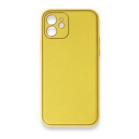 BSSM iPhone 12 Coco Deri Silikon Kapak Sarı Siyah İnci Kılıf