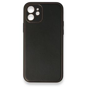 BSSM iPhone 12 Coco Deri Silikon Kapak Siyah Kılıf