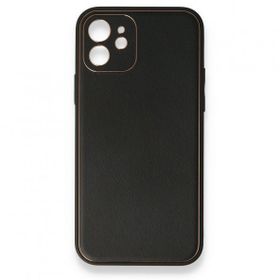 BSSM iPhone 12 Coco Deri Silikon Kapak Siyah Kılıf