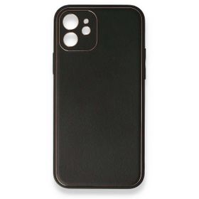 BSSM iPhone 12 Coco Deri Silikon Kapak Siyah Kılıf
