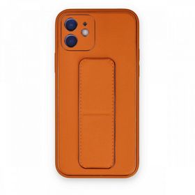 BSSM iPhone 12 Coco Deri Standlı Kapak Turuncu Kılıf
