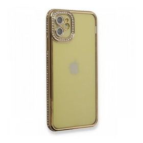 BSSM iPhone 12 Joke Taşlı Silikon Gold Kılıf