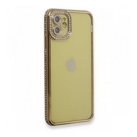 BSSM iPhone 12 Joke Taşlı Silikon Gold Kılıf
