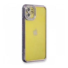 BSSM iPhone 12 Joke Taşlı Silikon Mor Kılıf