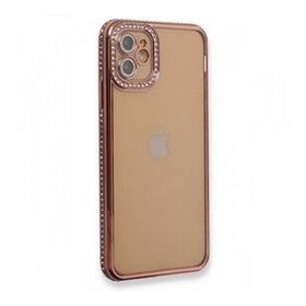 BSSM iPhone 12 Joke Taşlı Silikon Pembe Kılıf
