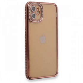 BSSM iPhone 12 Joke Taşlı Silikon Pembe Kılıf