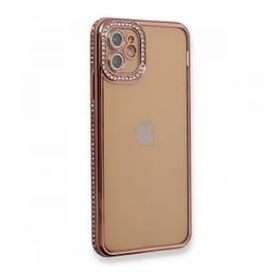 BSSM iPhone 12 Joke Taşlı Silikon Pembe Kılıf