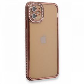 BSSM iPhone 12 Joke Taşlı Silikon Pembe Kılıf