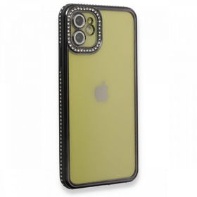 BSSM iPhone 12 Joke Taşlı Silikon Siyah Kılıf