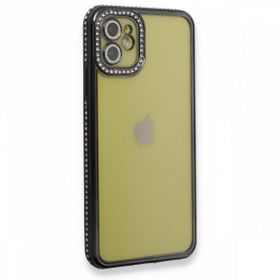 BSSM iPhone 12 Joke Taşlı Silikon Siyah Kılıf