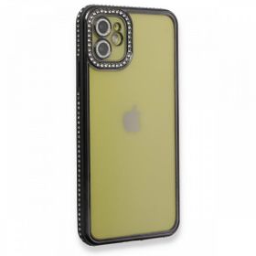 BSSM iPhone 12 Joke Taşlı Silikon Siyah Kılıf