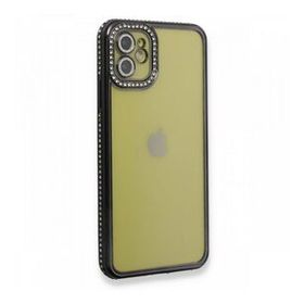 BSSM iPhone 12 Joke Taşlı Silikon Siyah Kılıf