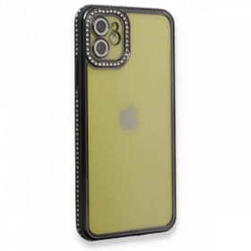 BSSM iPhone 12 Joke Taşlı Silikon Siyah Kılıf