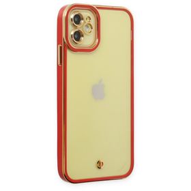 BSSM iPhone 12 Liva Lens Silikon Kırmızı Kılıf