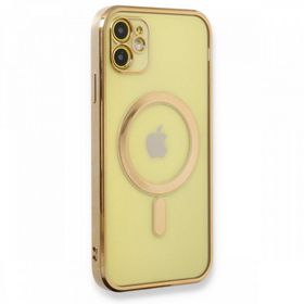 BSSM iPhone 12 Magneticsafe Lazer Silikon Gold Kılıf
