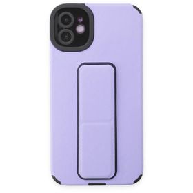 BSSM iPhone 12 Mega Standlı Silikon Lila Kılıf