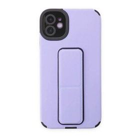 BSSM iPhone 12 Mega Standlı Silikon Lila Kılıf