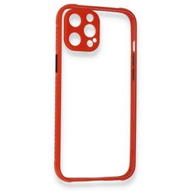 BSSM iPhone 12 Miami Şeffaf Silikon Kırmızı Kılıf