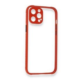 BSSM iPhone 12 Miami Şeffaf Silikon Kırmızı Kılıf