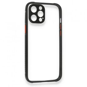 BSSM iPhone 12 Miami Şeffaf Silikon Siyah Kılıf
