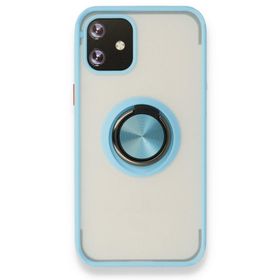 BSSM iPhone 12 Mini Montreal Yüzüklü Silikon Kapak Buz Mavi Kılıf